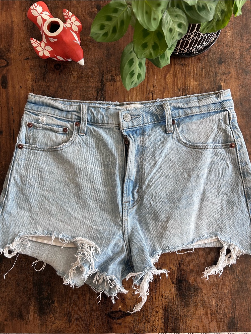 Abercrombie High-Rise Light Blue Denim Cutoff Shorts